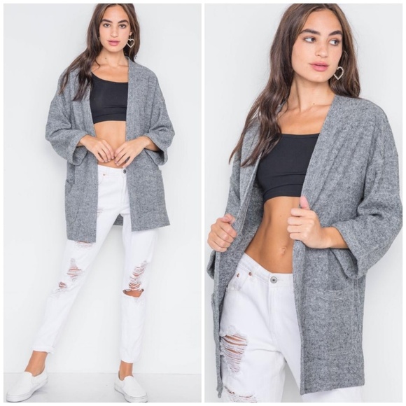 LAST 1❗Grade & Gather Gray Chic Oversized Cardigan - Picture 2 of 4